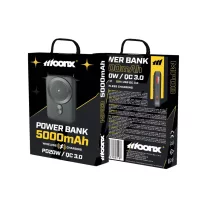   MOONX Magnetic Wireless Powerbank MP03 PD 20W 1xUSB-C + 1xUSB QC3.0 22.5W 5000mAh - Fekete