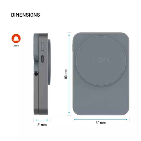 FIXED MagZen 5 Stand, 5000 mAh Powerbank -  Szürke 