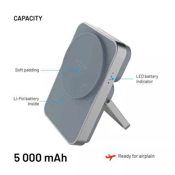 FIXED MagZen 5 Stand, 5000 mAh Powerbank -  Szürke 