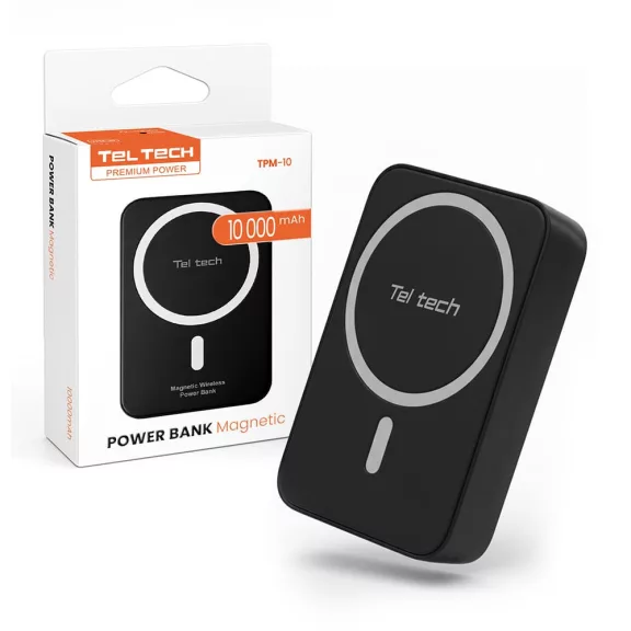 Teltech MagSafe kompatibilis powerbank 10000mAh 15W Fekete