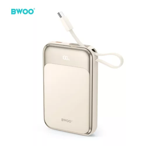 BWOO P80 mágneses powerbank 10000mAh 20W kábellel és kijelzővel arany