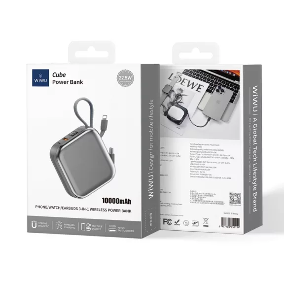 WIWU Cube MagSafe 10000mAh 22.5W Powerbank - Titanium