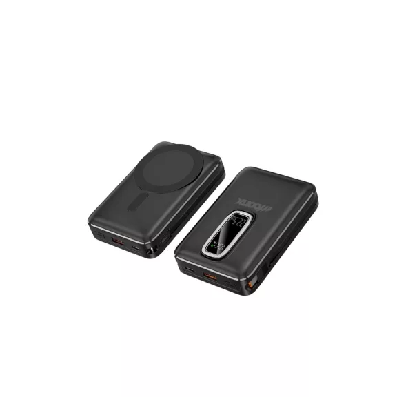 MOONX MP04 MagSafe Powerbank 20.000mAh 22.5W Beépített USB-C Kábellel - Fekete
