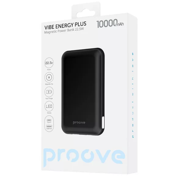 Proove Vibe Energy Plus 22.5W 10000mAh MagSafe powerbank - Fekete
