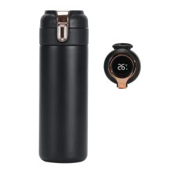   Techsuit Termosz- digitális hőmérséklet kijelzés, Stainless Steel, 400ml - Fekete