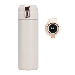   Techsuit Termosz- digitális hőmérséklet kijelzés, Stainless Steel, 400ml - Fehér