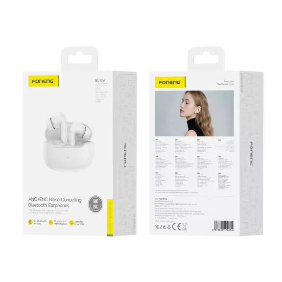 FONENG Wireless Fülhallgató (ANC+ENC) BL169 - Fehér
