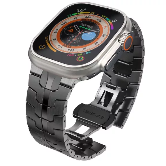 Techsuit Watchband óraszíj - Apple Watch (42/44/45/49mm) - Fekete/Narancs