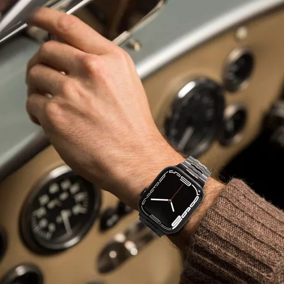 Techsuit Watchband óraszíj - Apple Watch (42/44/45/49mm) - Fekete/Narancs