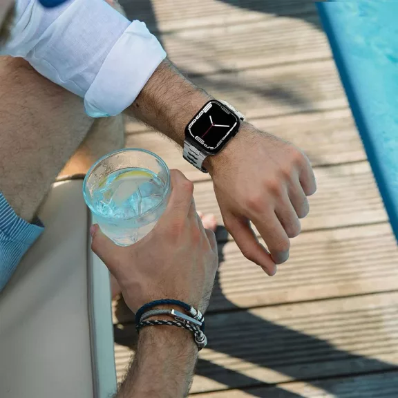 Techsuit Watchband óraszíj - Apple Watch (42/44/45/49mm) - Fekete/Narancs