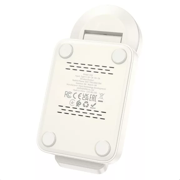 Hoco CQ3 3in1 15W 1.67A vezeték nélküli töltő - Fehér