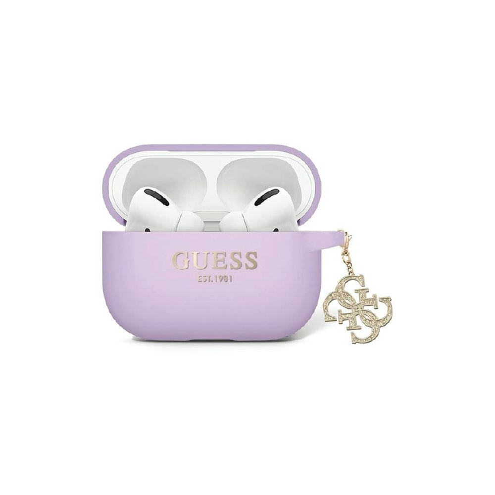 Guess Glitter Triangle Charm - AirPods Pro 2 tok - Lila