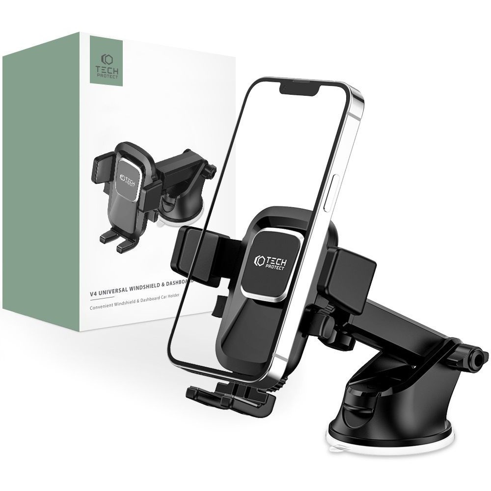 Tech-Protect V4 Universal Windshield & Dashboard Car Mount - fekete