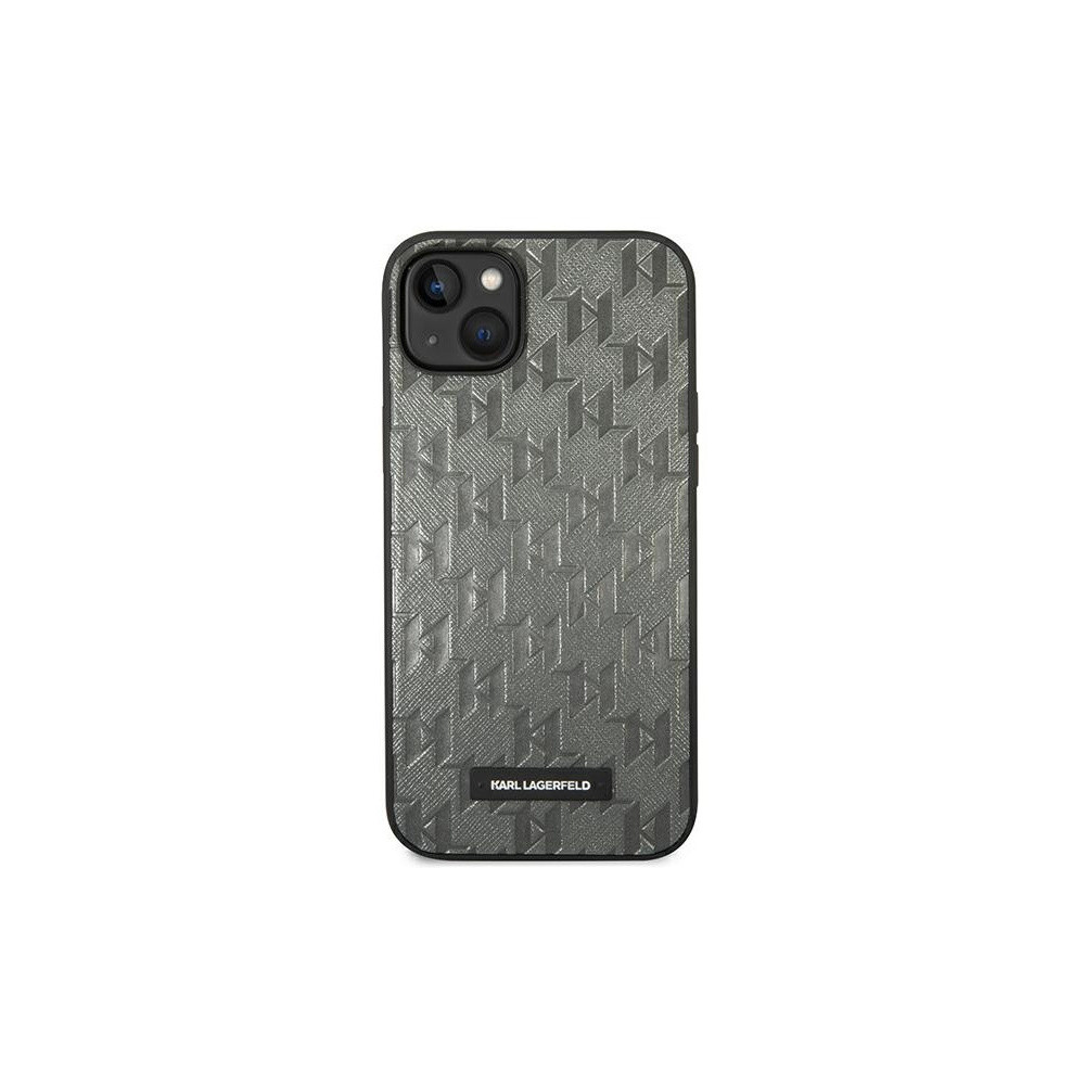  Karl Lagerfeld - Saffiano Leather Metal Logo - iPhone 14 tok - Szürke