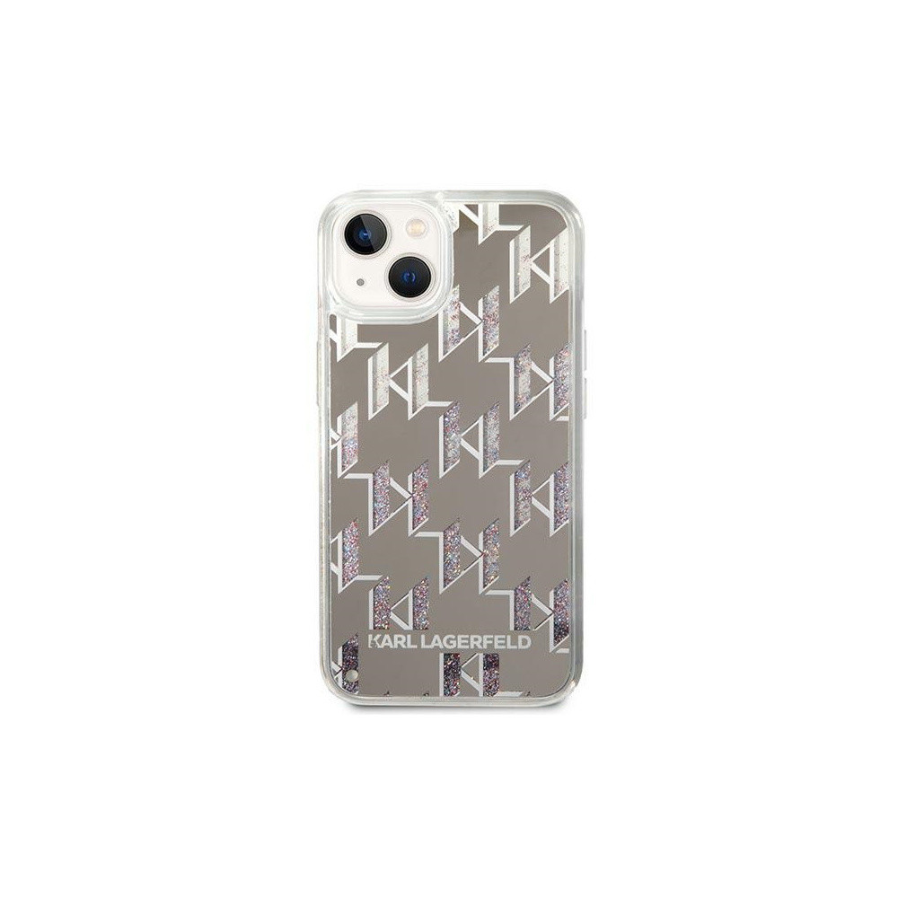 Karl Lagerfeld Liquid Glitter Monogram - iPhone 14 tok - Ezüst