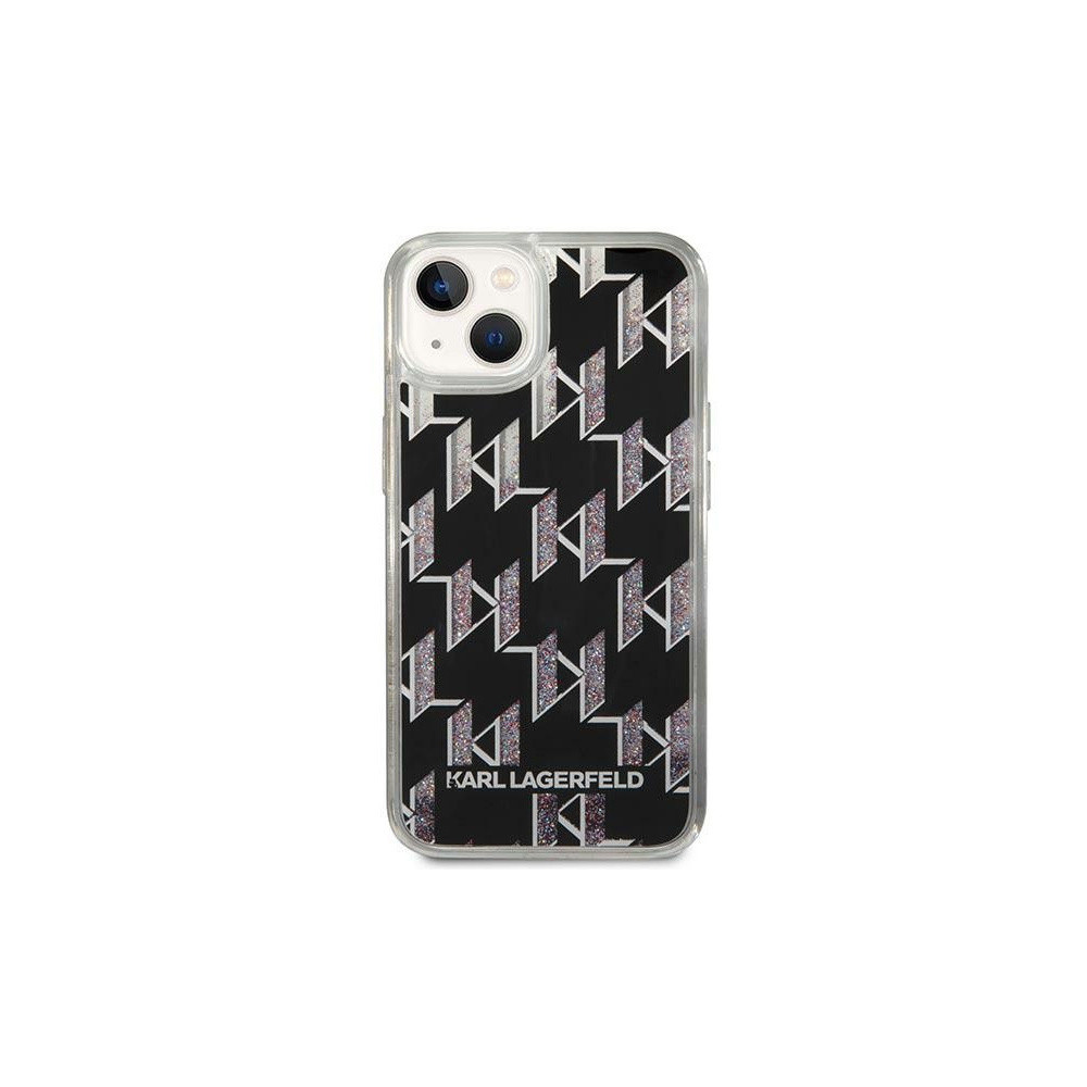 Karl Lagerfeld Liquid Glitter Monogram - iPhone 14 tok - Fekete