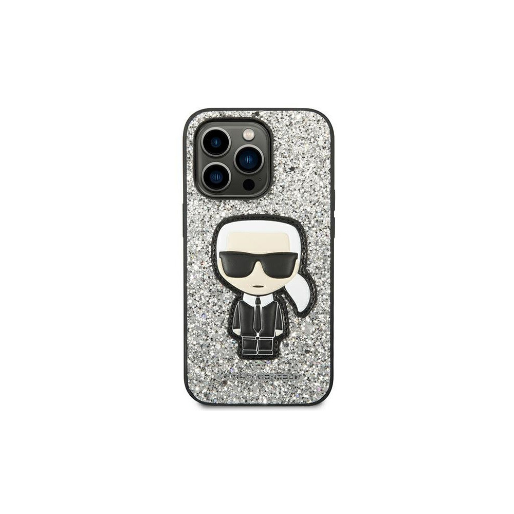 Karl Lagerfeld - Glitter Flakes Ikonik - iPhone 14 Pro tok - Ezüst