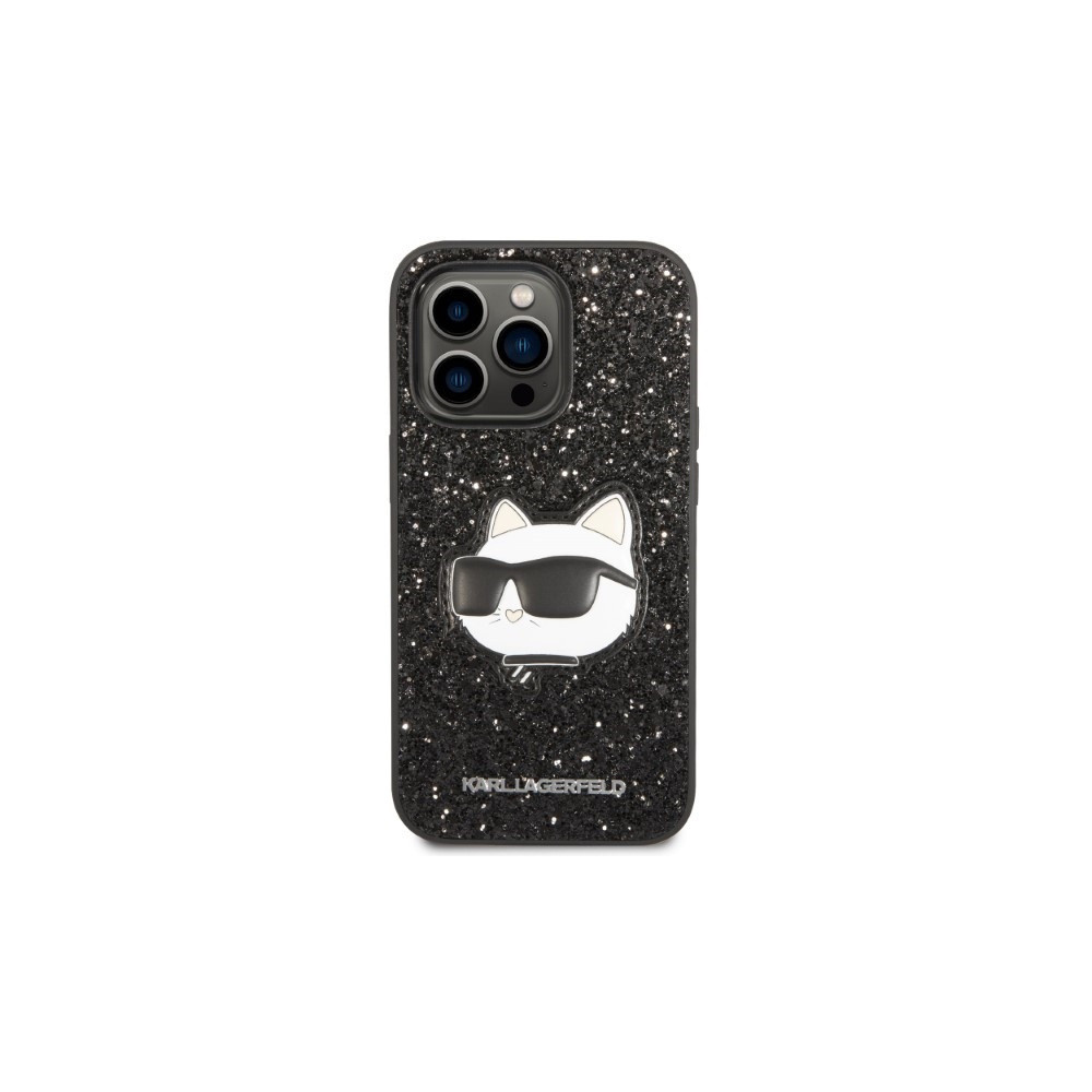 Karl Lagerfeld - Glitter Choupette - iPhone 14 Pro tok - Fekete csillogós