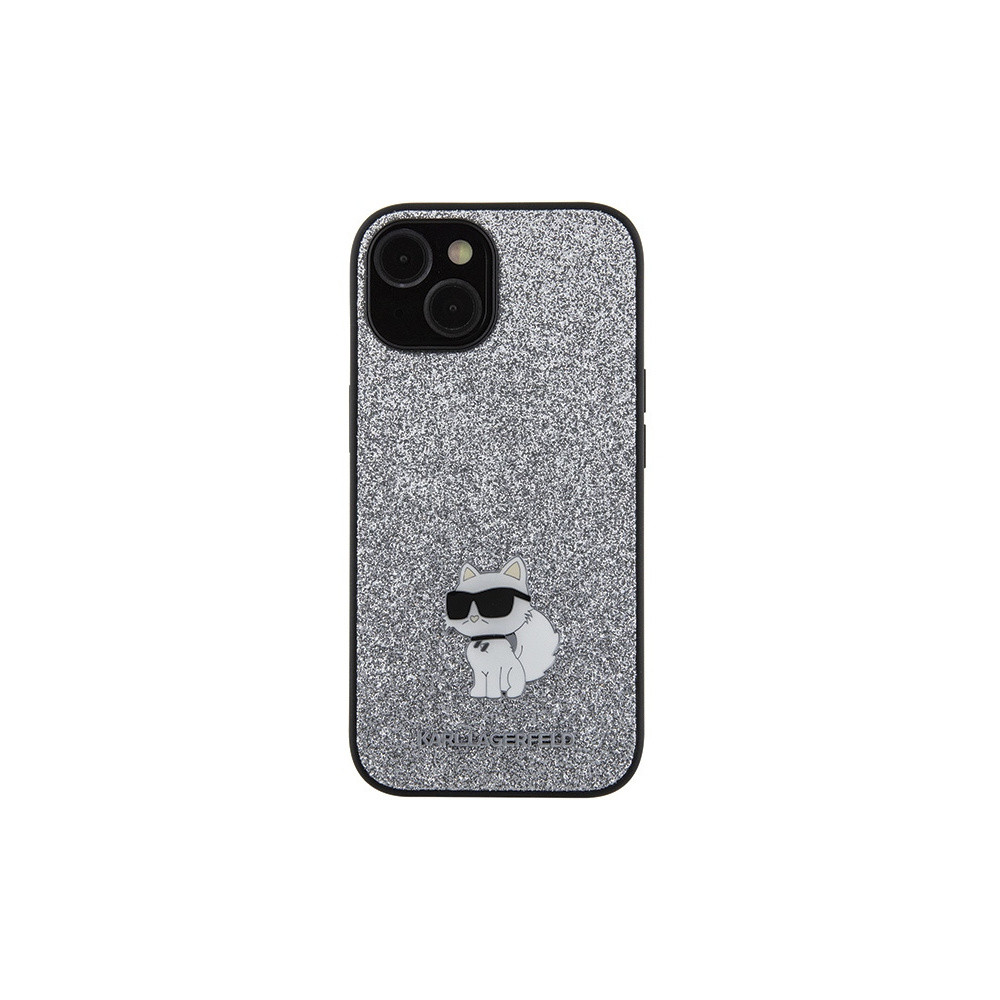  Karl Lagerfeld Fixed Glitter Choupette Logo - iPhone 15 Tok - Ezüst