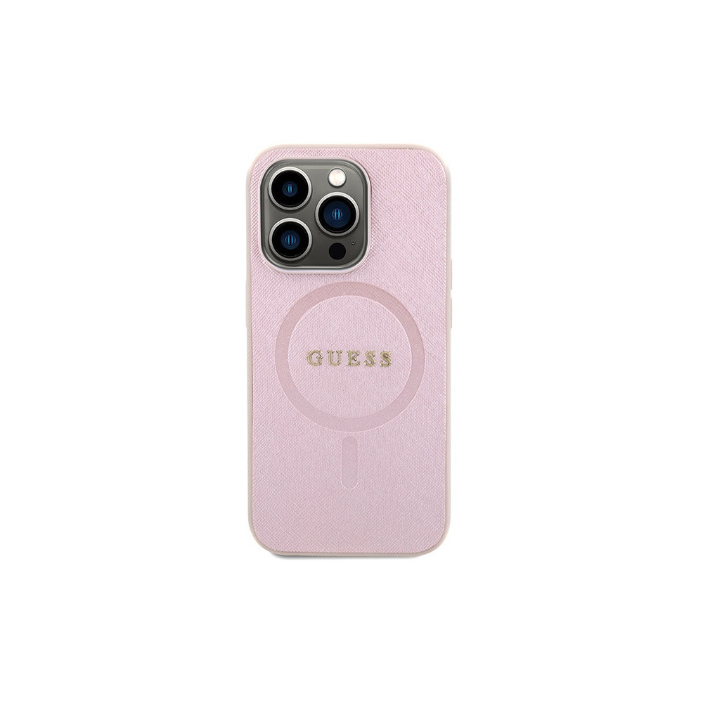 Guess Saffiano MagSafe - iPhone 15 Pro Tok - Rózsaszín 