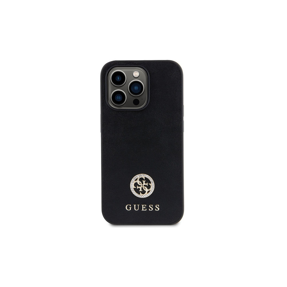 Guess 4G Metal Logo Strass - iPhone 15 Pro Tok - Fekete