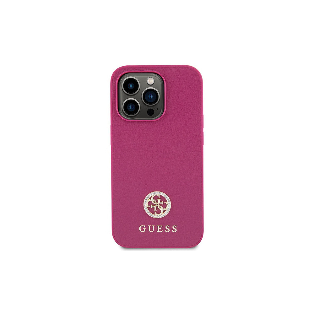 Guess 4G Metal Logo Strass - iPhone 15 Pro Max Tok - Rózsaszín