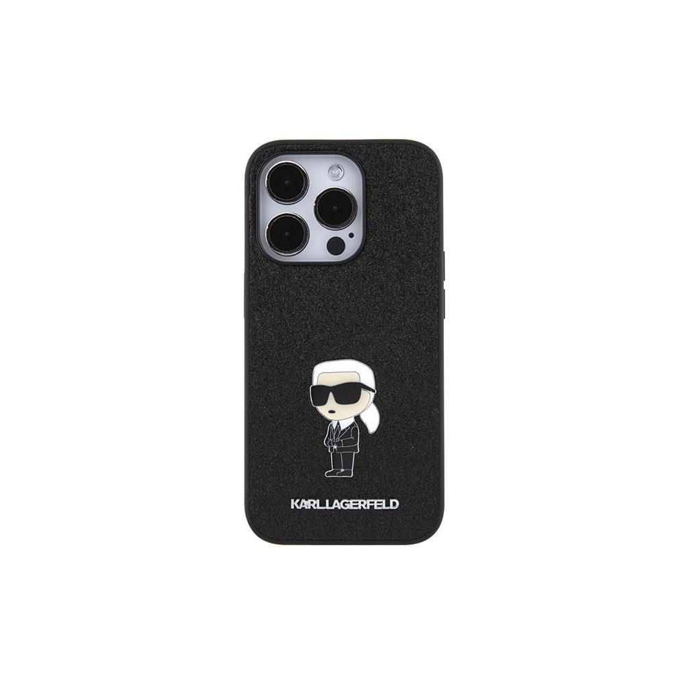 Karl Lagerfeld Fixed Glitter Ikonik Logo - iPhone 15 Pro Tok - Fekete