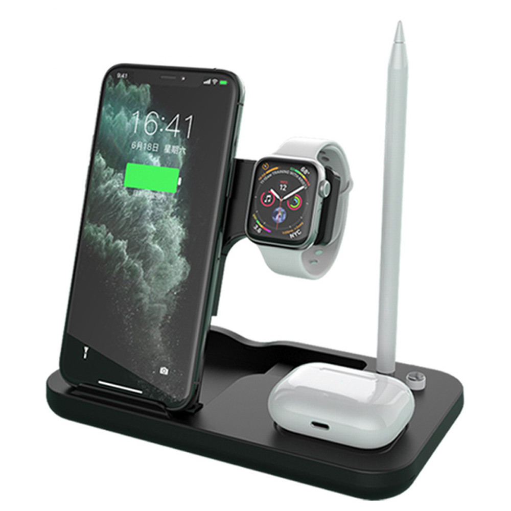 Techsuit - Wireless Charging Station 4in1 (D22) - iPhone, Apple Watch. AirPods, Apple Pencil 15W kábellel - fekete